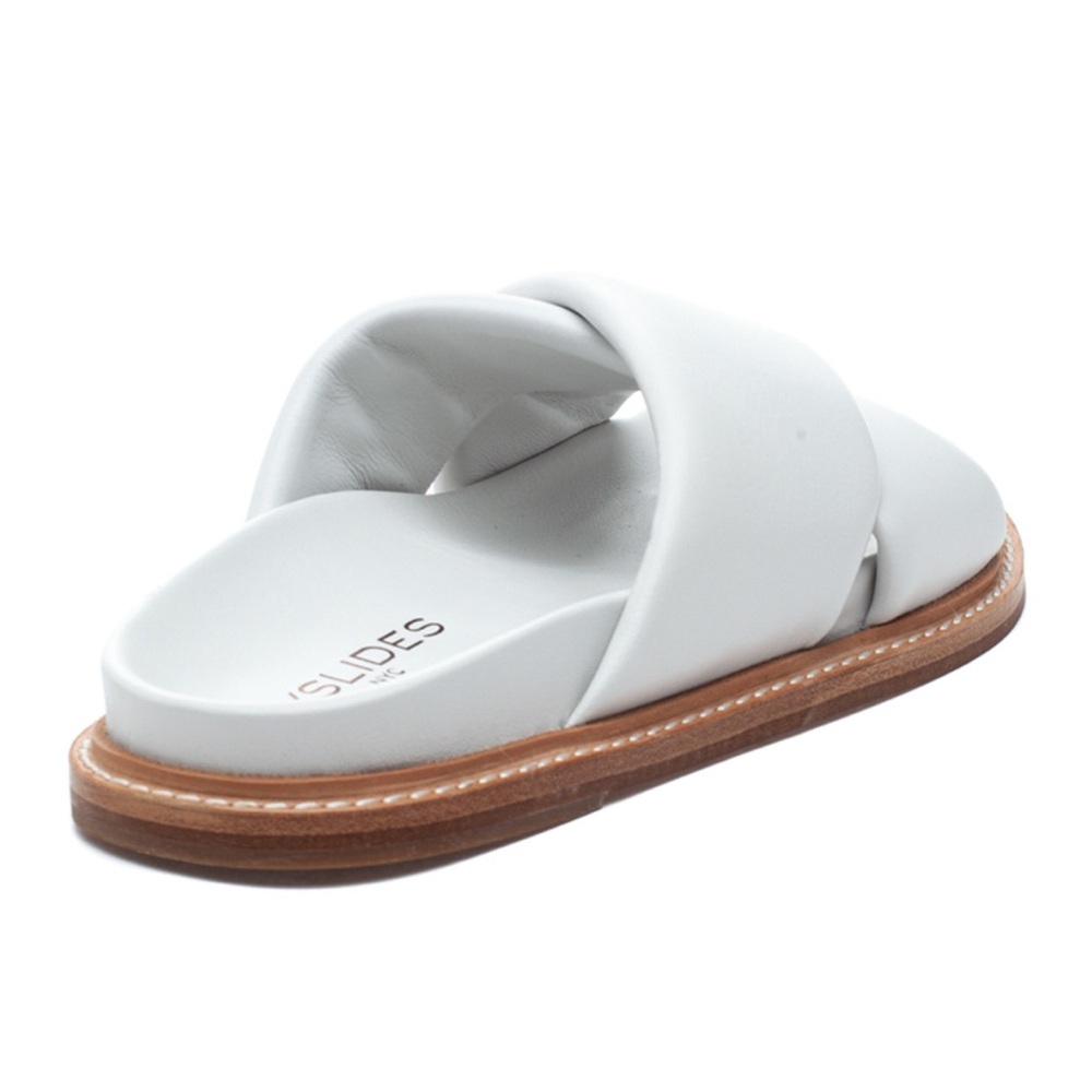NEW J/SLIDES ROLAND SANDAL WHITE LEATHER - Picture 3 of 7